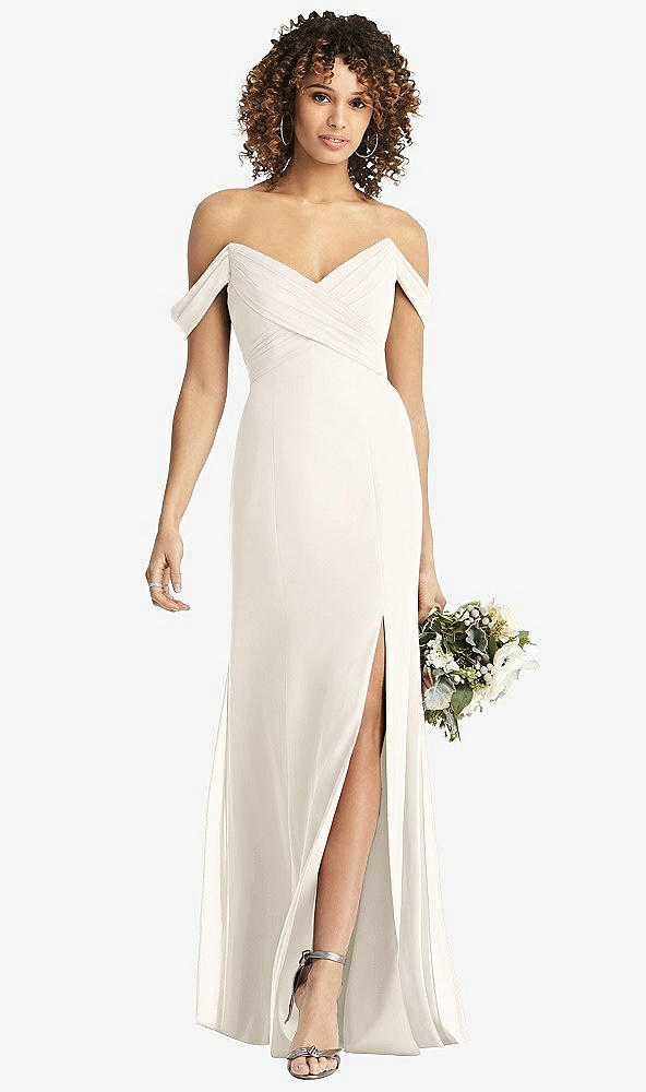 【STYLE: 8193】Off-the-Shoulder Criss Cross Bodice Trumpet Gown【COLOR: Ivory】