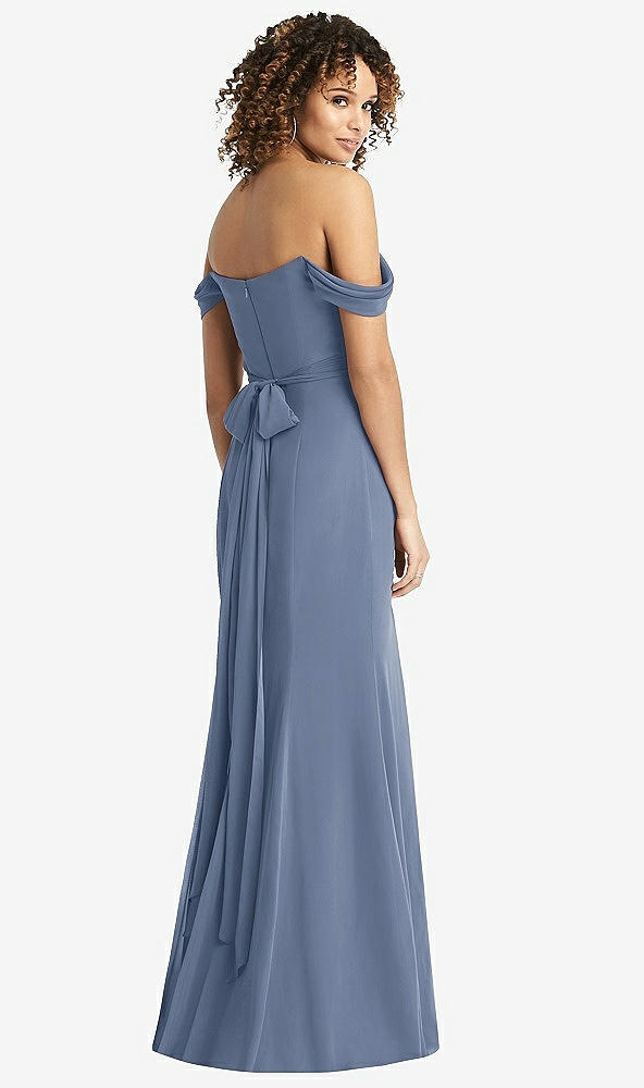 【STYLE: 8193】Off-the-Shoulder Criss Cross Bodice Trumpet Gown【COLOR: Larkspur Blue】