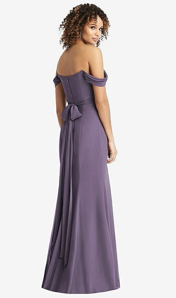 【STYLE: 8193】Off-the-Shoulder Criss Cross Bodice Trumpet Gown【COLOR: Lavender】