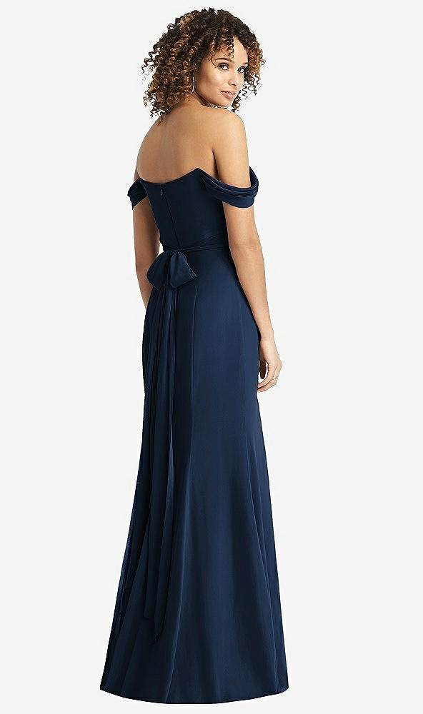 【STYLE: 8193】Off-the-Shoulder Criss Cross Bodice Trumpet Gown【COLOR: Midnight Navy】