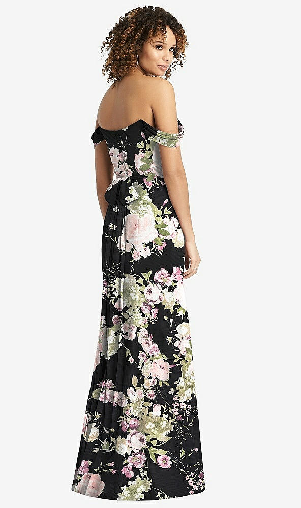 【STYLE: 8193】Off-the-Shoulder Criss Cross Bodice Trumpet Gown【COLOR: Noir Garden】