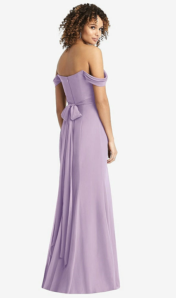【NEW】【STYLE: 8193】オフザショルダー クロス クロス ボディス トランペット ガウン【COLOR: Pale Purple】【SIZE: 00-30W】
