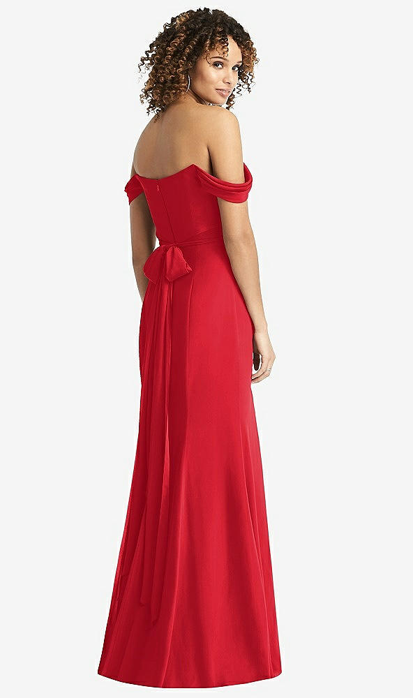 【STYLE: 8193】Off-the-Shoulder Criss Cross Bodice Trumpet Gown【COLOR: Parisian Red】