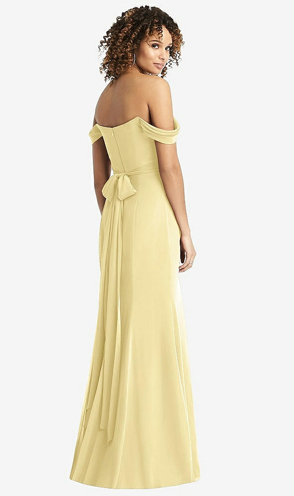 【STYLE: 8193】Off-the-Shoulder Criss Cross Bodice Trumpet Gown【COLOR: Pale Yellow】