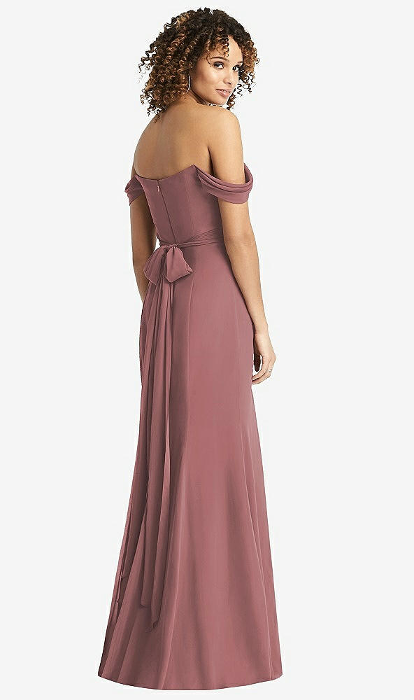 【STYLE: 8193】Off-the-Shoulder Criss Cross Bodice Trumpet Gown【COLOR: Rosewood】