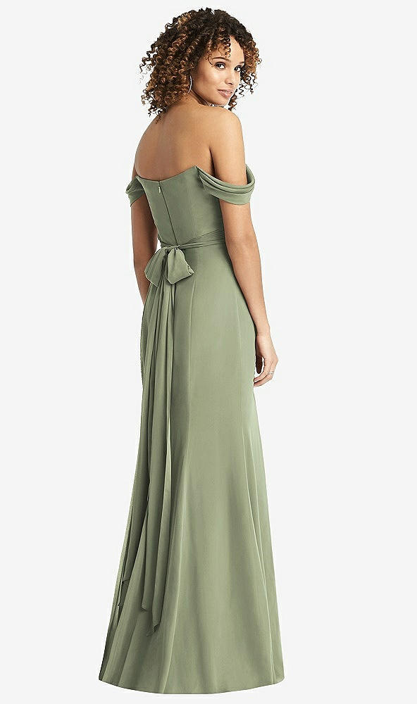 【STYLE: 8193】Off-the-Shoulder Criss Cross Bodice Trumpet Gown【COLOR: Sage】