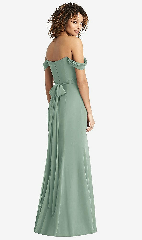 【STYLE: 8193】Off-the-Shoulder Criss Cross Bodice Trumpet Gown【COLOR: Seagrass】
