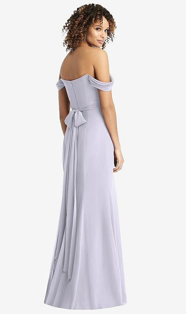 【STYLE: 8193】Off-the-Shoulder Criss Cross Bodice Trumpet Gown【COLOR: Silver Dove】