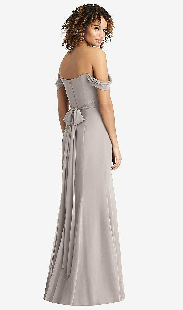 【STYLE: 8193】Off-the-Shoulder Criss Cross Bodice Trumpet Gown【COLOR: Taupe】