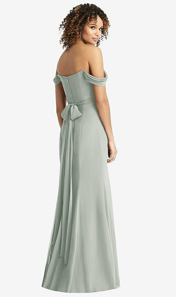 【STYLE: 8193】Off-the-Shoulder Criss Cross Bodice Trumpet Gown【COLOR: Willow Green】
