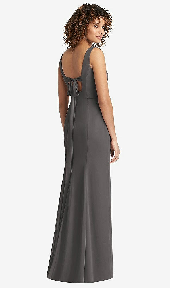 【STYLE: 8194】Sleeveless Tie Back Chiffon Trumpet Gown【COLOR: Caviar Gray】