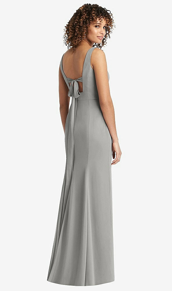 【STYLE: 8194】Sleeveless Tie Back Chiffon Trumpet Gown【COLOR: Chelsea Gray】