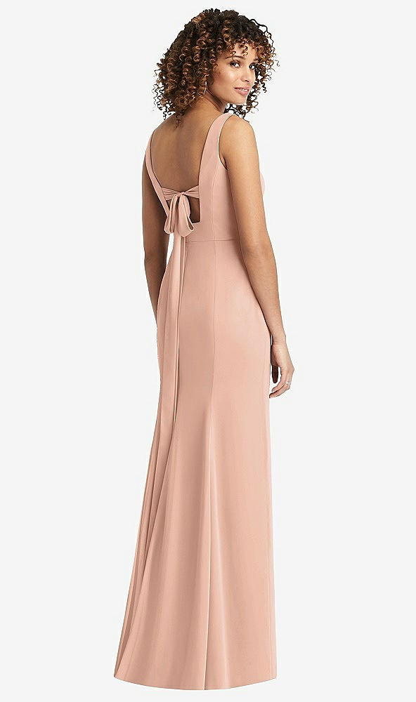 【STYLE: 8194】Sleeveless Tie Back Chiffon Trumpet Gown【COLOR: Pale Peach】