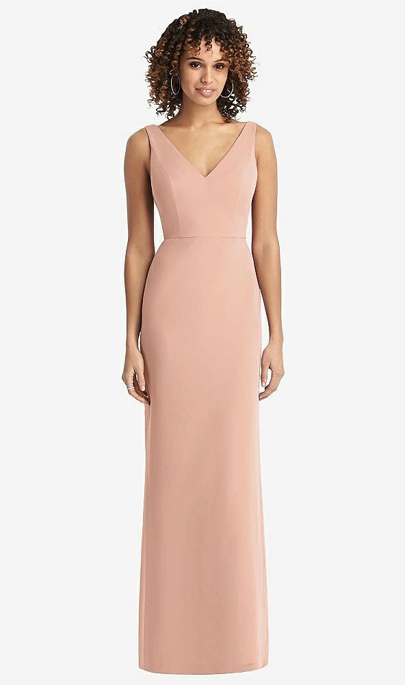 【STYLE: 8194】Sleeveless Tie Back Chiffon Trumpet Gown【COLOR: Pale Peach】