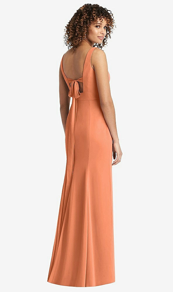 【STYLE: 8194】Sleeveless Tie Back Chiffon Trumpet Gown【COLOR: Sweet Melon】