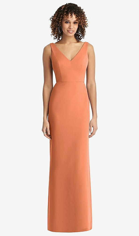 【STYLE: 8194】Sleeveless Tie Back Chiffon Trumpet Gown【COLOR: Sweet Melon】
