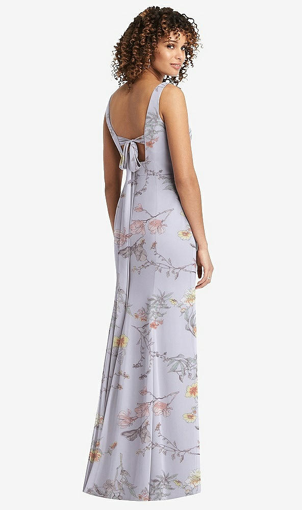 【STYLE: 8194】Sleeveless Tie Back Chiffon Trumpet Gown【COLOR: Butterfly Botanica Silver Dove】