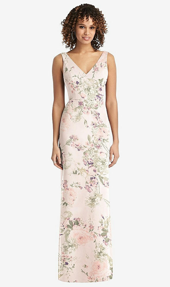 【STYLE: 8194】Sleeveless Tie Back Chiffon Trumpet Gown【COLOR: Blush Garden】