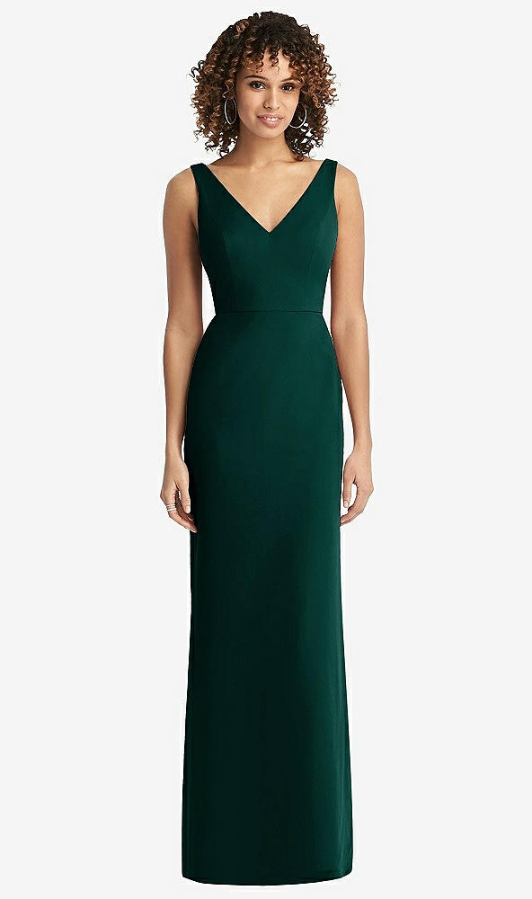 【STYLE: 8194】Sleeveless Tie Back Chiffon Trumpet Gown【COLOR: Evergreen】