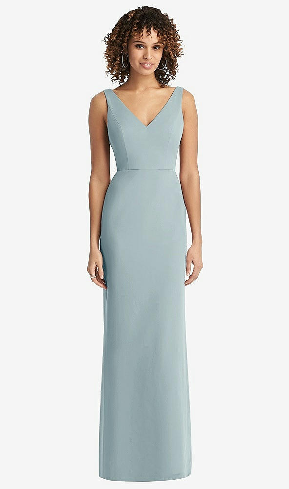 【STYLE: 8194】Sleeveless Tie Back Chiffon Trumpet Gown【COLOR: Morning Sky】