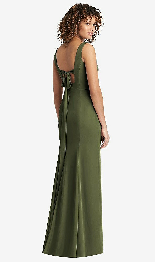 【STYLE: 8194】Sleeveless Tie Back Chiffon Trumpet Gown【COLOR: Olive Green】