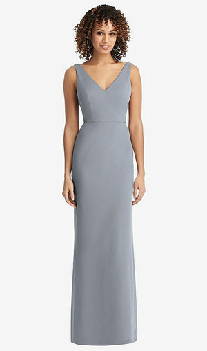 【STYLE: 8194】Sleeveless Tie Back Chiffon Trumpet Gown【COLOR: Platinum】