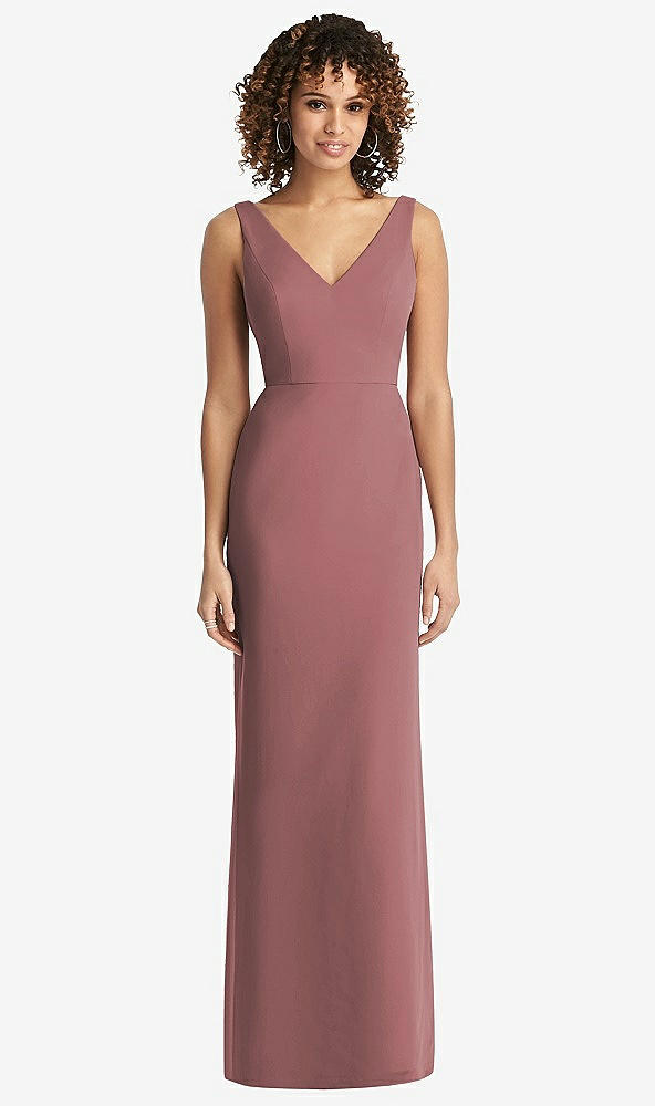 【STYLE: 8194】Sleeveless Tie Back Chiffon Trumpet Gown【COLOR: Rosewood】