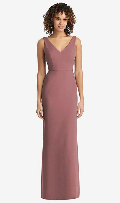 【STYLE: 8194】Sleeveless Tie Back Chiffon Trumpet Gown【COLOR: Rosewood】