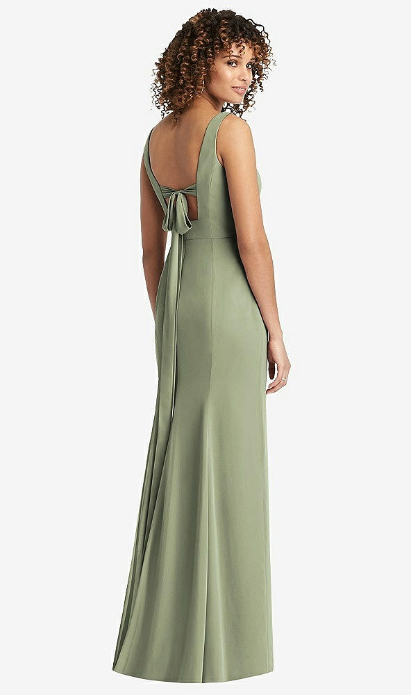 【STYLE: 8194】Sleeveless Tie Back Chiffon Trumpet Gown【COLOR: Sage】