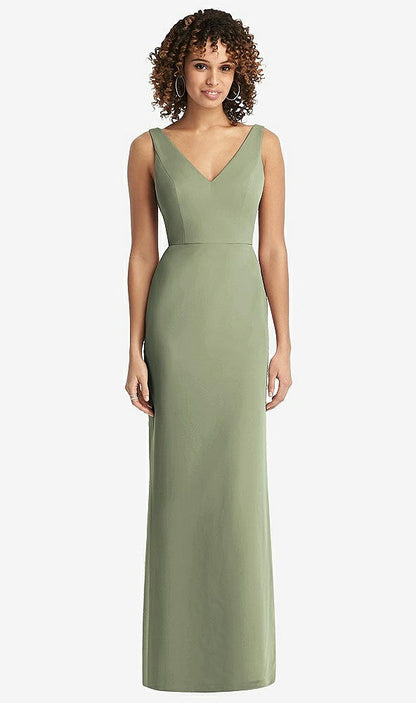 【STYLE: 8194】Sleeveless Tie Back Chiffon Trumpet Gown【COLOR: Sage】