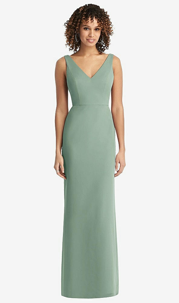 【STYLE: 8194】Sleeveless Tie Back Chiffon Trumpet Gown【COLOR: Seagrass】