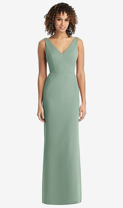 【STYLE: 8194】Sleeveless Tie Back Chiffon Trumpet Gown【COLOR: Seagrass】