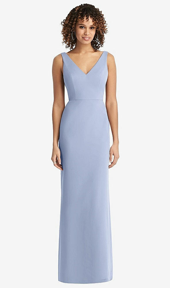 【STYLE: 8194】Sleeveless Tie Back Chiffon Trumpet Gown【COLOR: Sky Blue】