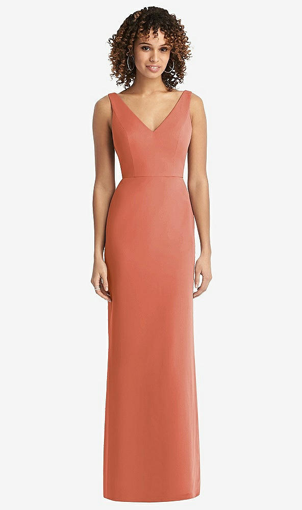 【STYLE: 8194】Sleeveless Tie Back Chiffon Trumpet Gown【COLOR: Terracotta Copper】