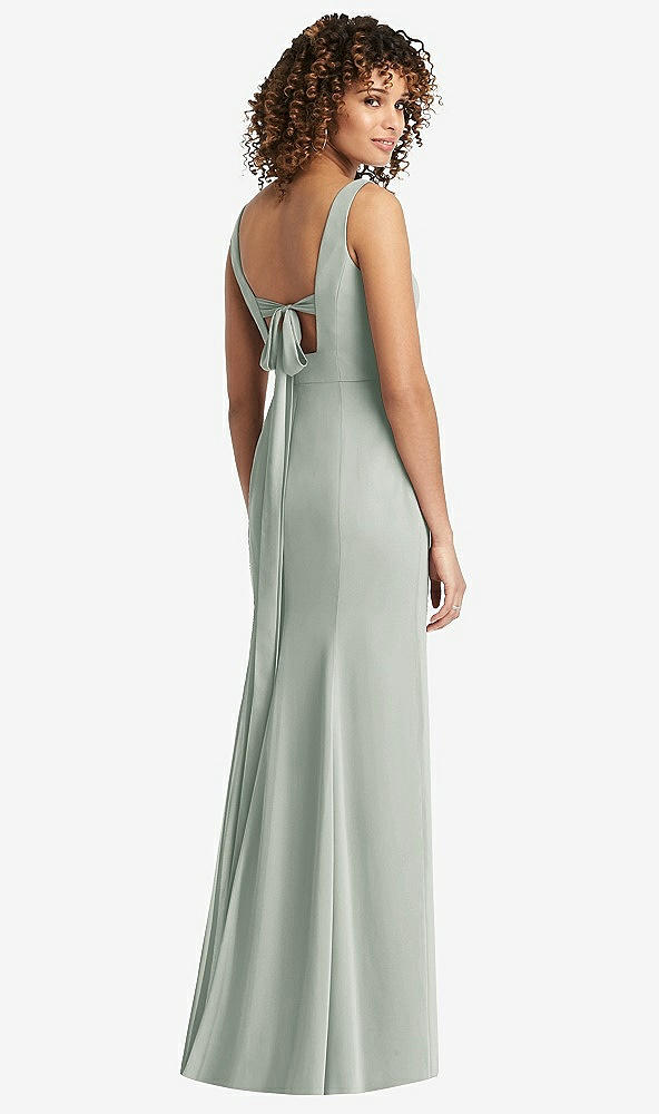 【STYLE: 8194】Sleeveless Tie Back Chiffon Trumpet Gown【COLOR: Willow Green】
