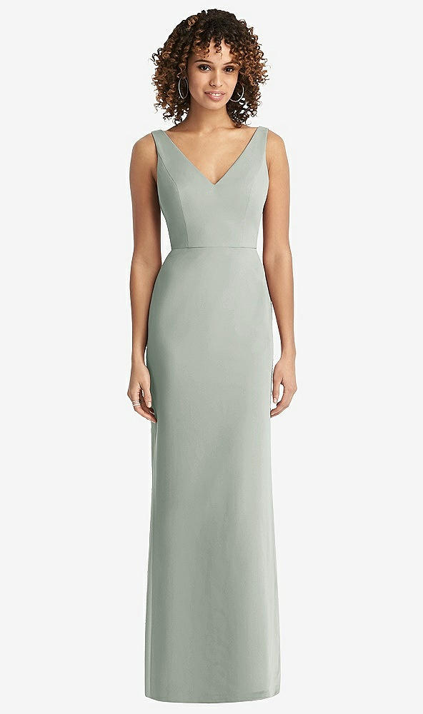 【STYLE: 8194】Sleeveless Tie Back Chiffon Trumpet Gown【COLOR: Willow Green】