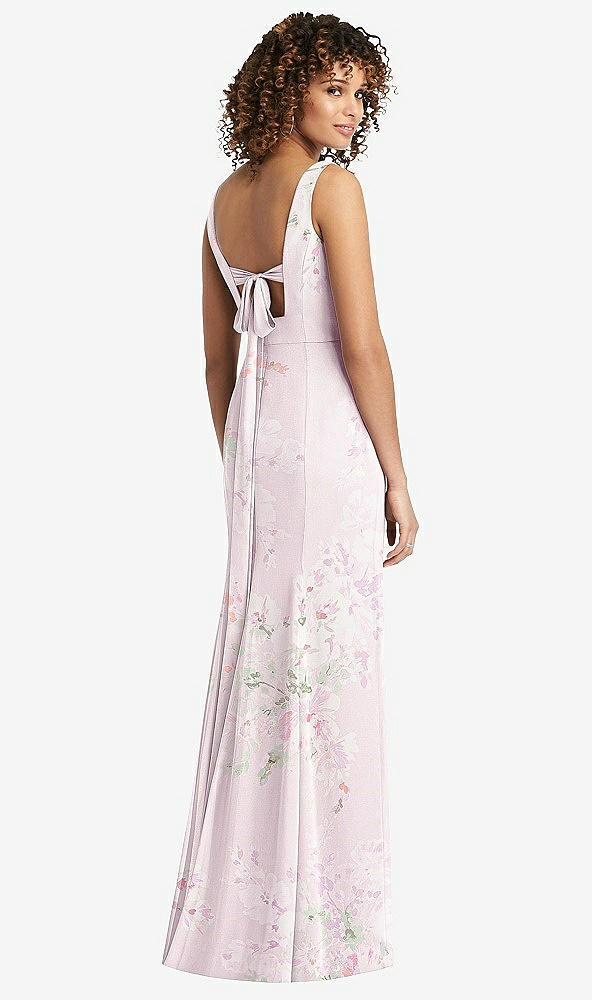 【STYLE: 8194】Sleeveless Tie Back Chiffon Trumpet Gown【COLOR: Watercolor Print】