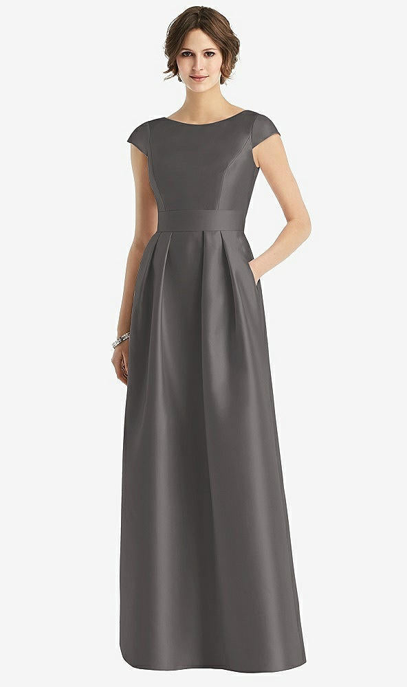 【STYLE: D767】Cap Sleeve Pleated Skirt Dress with Pockets【COLOR: Caviar Gray】