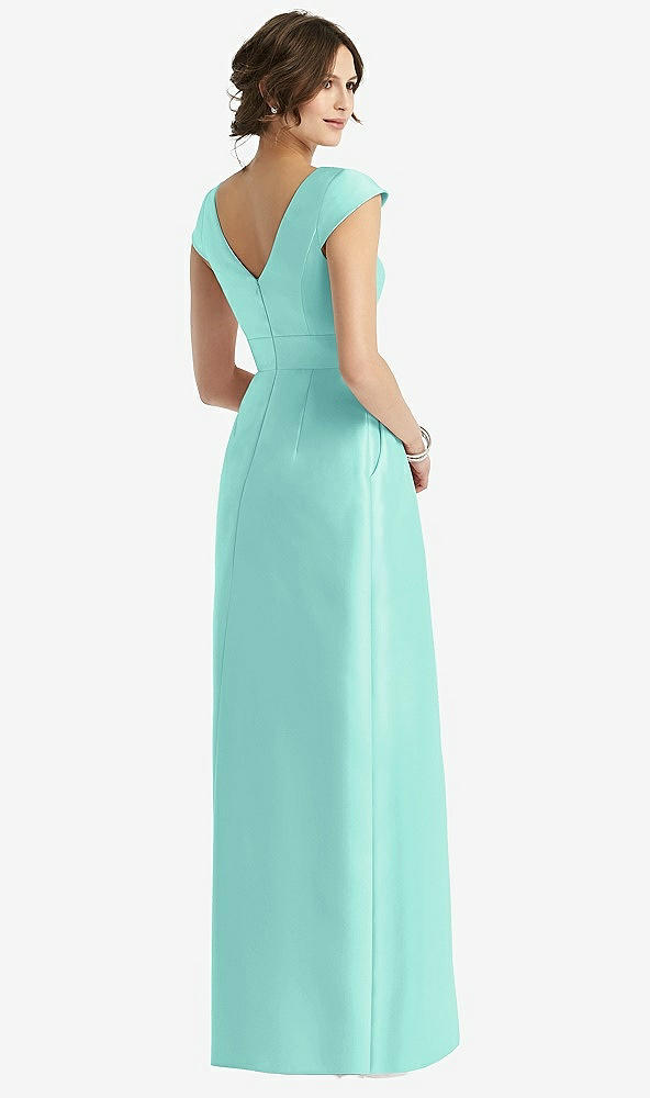 【STYLE: D767】Cap Sleeve Pleated Skirt Dress with Pockets【COLOR: Coastal】