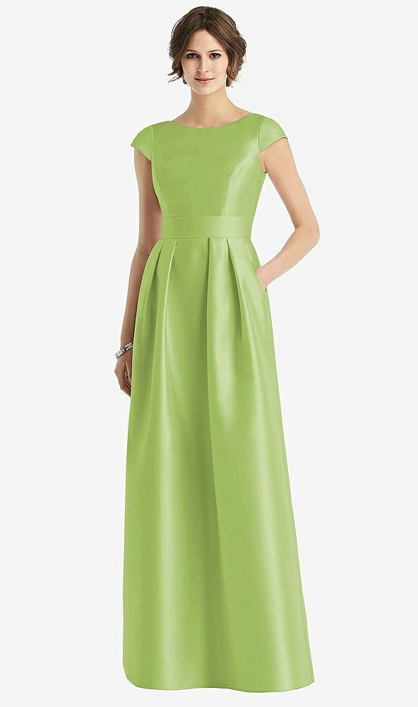 【STYLE: D767】Cap Sleeve Pleated Skirt Dress with Pockets【COLOR: Mojito】
