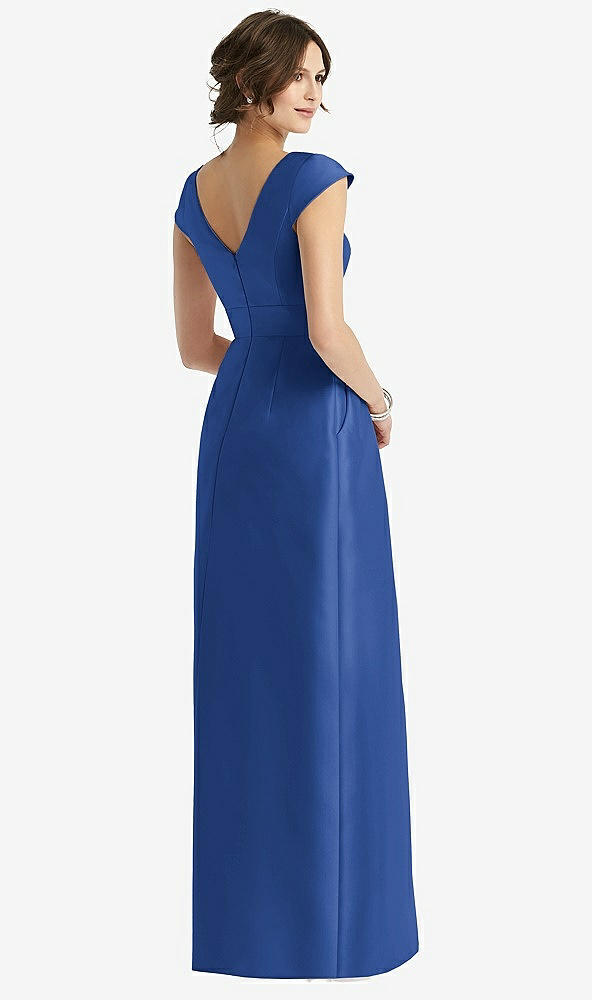 【STYLE: D767】Cap Sleeve Pleated Skirt Dress with Pockets【COLOR: Classic Blue】