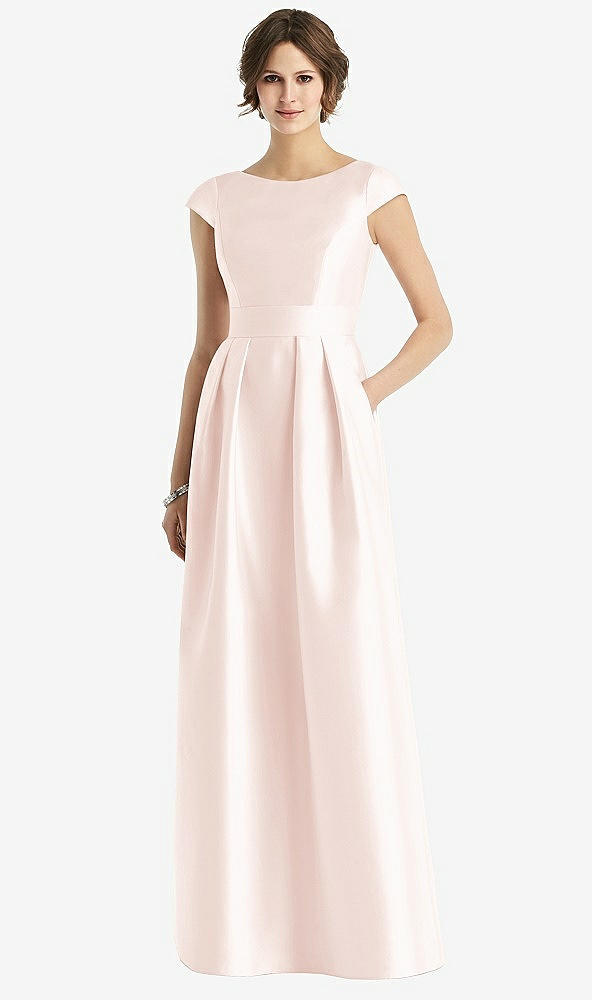 【NEW】【STYLE: D767】キャップ 袖 プリーツ スカート ドレス ポケット付き【COLOR: Blush】【SIZE: 00-30W】