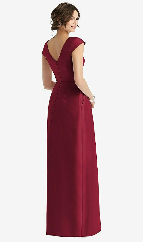 【NEW】【STYLE: D767】キャップ 袖 プリーツ スカート ドレス ポケット付き【COLOR: Burgundy】【SIZE: 00-30W】