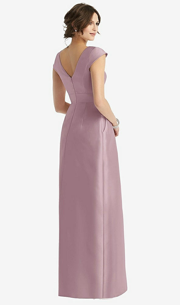 【STYLE: D767】Cap Sleeve Pleated Skirt Dress with Pockets【COLOR: Dusty Rose】