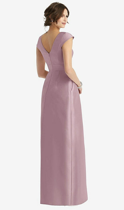 【STYLE: D767】Cap Sleeve Pleated Skirt Dress with Pockets【COLOR: Dusty Rose】