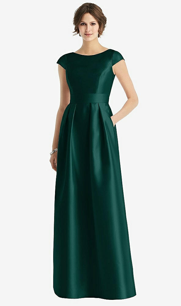 【NEW】【STYLE: D767】キャップ 袖 プリーツ スカート ドレス ポケット付き【COLOR: Evergreen】【SIZE: 00-30W】