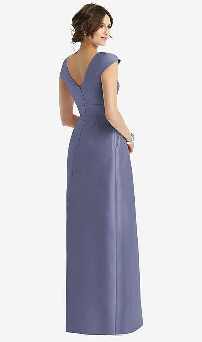 【STYLE: D767】Cap Sleeve Pleated Skirt Dress with Pockets【COLOR: French Blue】