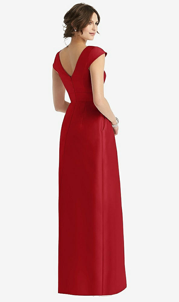 【STYLE: D767】Cap Sleeve Pleated Skirt Dress with Pockets【COLOR: Garnet】