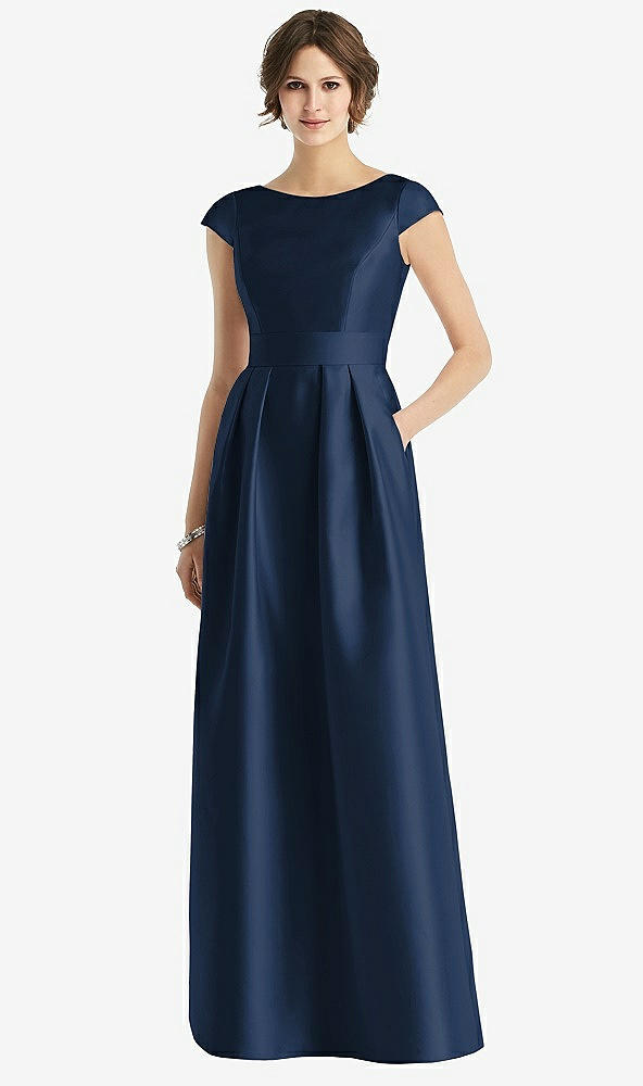 【NEW】【STYLE: D767】キャップ 袖 プリーツ スカート ドレス ポケット付き【COLOR: Midnight Navy】【SIZE: 00-30W】