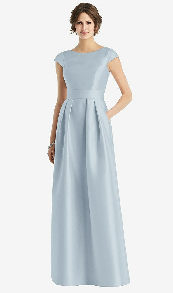 【STYLE: D767】Cap Sleeve Pleated Skirt Dress with Pockets【COLOR: Mist】